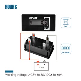 Runleader Digital Operating Hour Counter, Resettable Hours, Solid State Display for Lawn Mower, Tractor, Marine, Boat, Forklift, Go-Kart Snow Blower, Wood Splitter (AC8-85V, DC6-60V)