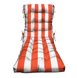 RSH DECOR Indoor Outdoor Tufted Lounge Chair Cushion Replacement Cushion, Choose Color (Coral & White Stripe)