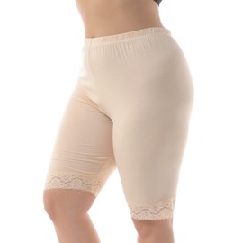 ZERDOCEAN Women's Plus Size Short Leggings with Lace Trim Khaki 3X Shorts