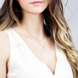 MignonandMignon Gold Initial Necklace Initial Disc Necklace Bridesmaid Jewelry Gift for Her