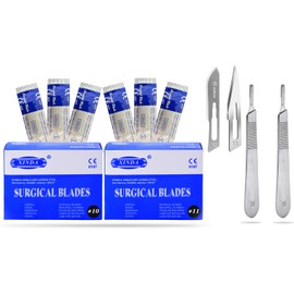 VISION TEK MED 200 Scalpel Blades #10 + #11 for Surgi, Dermaplaning, Veterinary, Taxidermy, Arts & Crafts, More - Includes 2 Handle #3