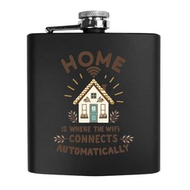 6oz (170ml) 'Home is Where The WiFi is' Pocket Hip Flask (HP00033949)