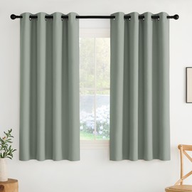 NICETOWN Sage Green Sound Blackout Curtains Blocking Drapes - Grommet Thermal Insulated Shades for Living Room, Yard, Bedroom, Office, Closet - Machine Washable, 2 Panels, W52 x L63