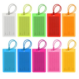 PATIKIL Luggage Tags, Flexible PVC Travel Bag Name ID Identifier Label Tags Travel Essentials for Suitcases Bags Baggage Handbags, Ten Colors