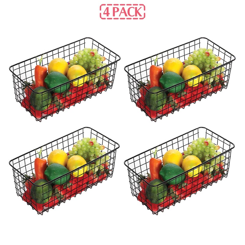 XINFULL 4 Pack Wire Storage Baskets Household Metal Wall-Mounted Containers