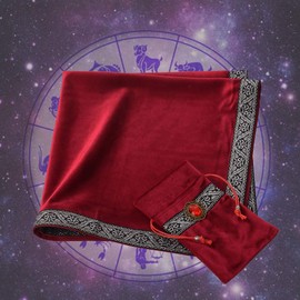 BLESSUME Tarot Tablecloth Altar Tarot Cloth One Size (Red)