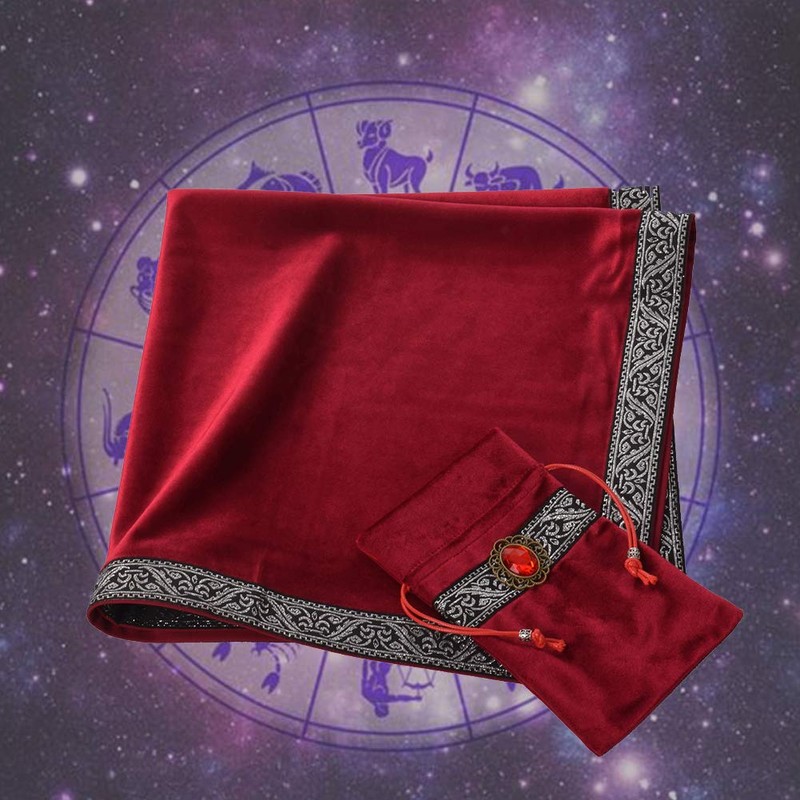 BLESSUME Tarot Tablecloth Altar Tarot Cloth One Size (Red)