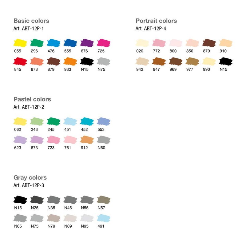 Tombow ABT-12P-4, Water-Based ABT Dual Brush Pen with Two Tips,