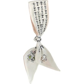 GIMIRO Satin Silk Scarf 148 x 13.5 cm Tie Double Layer Waistband for Blazer, Coat, Dress, Pink Cats