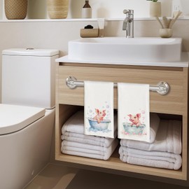 Qabliqo Cute Bathing Pig Bathroom Hand Towels, Gifts for Pig Lovers Women Decorative Hand Towels for Bathroom Washroom, Funny Animal Kitchen Towels, 16x24 Inch Set of Two
