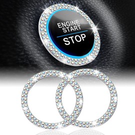 LivTee Car Engine Start Stop Decoration Ring, Crystal Double Rhinestone, Bling Car Interior Accessories for Women, Key Ignition & Knob Bling Ring, Push to Start Button Cover/Sticker, Colorful