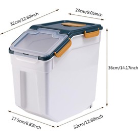 2 Pack 25lb Airtight Flour Storage Container BPA Free Dog Food Storage Container Large Cat Pet Grain Bin with Measuring Cup and Spoon for Kitchen Pantry Counter Top (Blue)