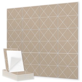 12 Pack Felt Acoustic Panels, 16"x12"x0.4" Large Acoustic Wall Panels, Self-Adhesive Sound Absorbing Panels for Recording Studios & Offices, Camel Felt+White Decorative Acoustic Panels