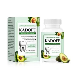Kadofe Oral Probiotics for Gums and Teeth Health & Fresh Breath, 35 Billion CFU Advanced Oral Probiotics for Mouth Bad Breath, Combats Dry Mouth, Halitosis, 30 Tablets (Avocado-1pcs)
