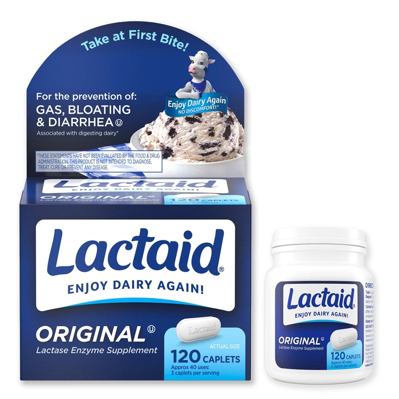 Lactaid Original Strength Lactose Intolerance Relief Caplets with Natural