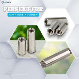 PROTECH Threaded Sleeves M8 x 30 (D=11) Round, A2 Stainless Steel, Pack of 5, V2A Rustproof Connection Nuts Spacer