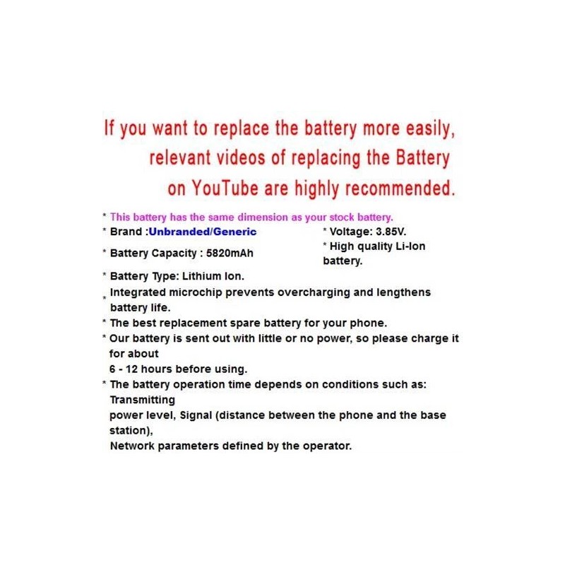 For LG Long Lifespan 5820mAh Substitutable BL-T46 Battery for LG