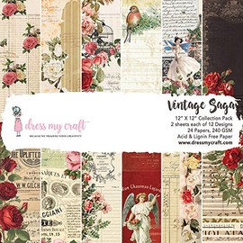 DRESS MY CRAFT/CRAFTER'S 3PL PAPR PD12 VINTG, Vintage Saga, 12 Designs/2 Each, One Size