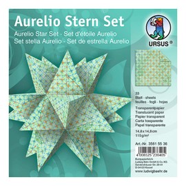 Ursus 35615536 Aurelio Star Paradiso Folding Sheets 33 Sheets Made of Tracing Paper 115 g/m² Approx. 14.8 x 14.8 cm Printed on One Side Ideal as Christmas Decoration