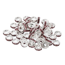 PATIKIL 8mm Spacer Beads, 100pcs Bead Spacers Rondelle Spacer Beads Rhinestone Charm Small Round Bulk Glass Beads Crystal for Jewelry Making Bracelets Necklaces DIY, Purple