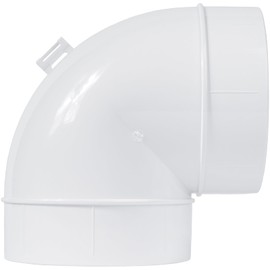 ECOPRO VENT 4-Inch White Plastic 90-Degree Elbow Duct Fitting for Round HVAC Pipes - Push-fit Airflow Connector, Ideal for Efficient Ventilation Systems in Residential, Commercial Applications.