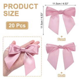 PATIKIL 4.5" Twist Tie Satin Bow, 20Pcs Large Twist Tie Pretied Satin Ribbon Bow Premade Wrapping Bownot Decoration for Treat Bag Craft DIY Wedding Christmas Package Gift, Light Pink