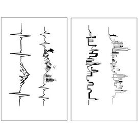 2 pcs Pegatinas De Tatuajes De Electrocardiograma De Estilo Europeo Para Hombres Y Mujeres Con Efectos Herbales, Tatuajes Realistas Que No Se Pueden Lavar, Semipermanentes.