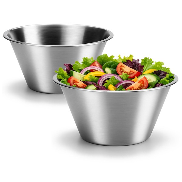 com-four 2-Piece Stainless Steel Bowl Set - Stackable Salad Bowl