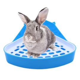 Litewoo Rabbit Litter Box Toilet Bunny Corner Litter Pan Pet Toilet Potty for Guinea Pigs Hamster Chinchilla Ferret Rabbit Small Animal (Blue)