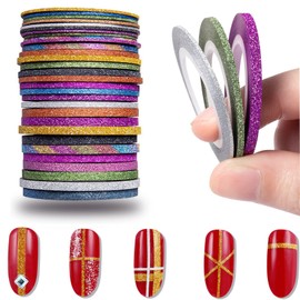30 Rolls Nail Design Nail Art Stripes Sticker YUTOU 1 mm 2 mm 3 mm Nail Art Stripes Tape Sticker Decorative Strips Stripe Sticker Decorative Nail Design for Nail Art Decoration Sticker DIY