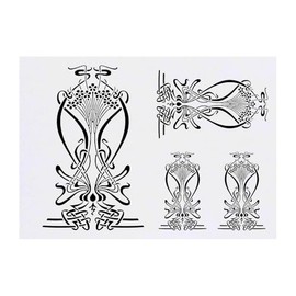 4 x 'Art Nouveau Floral' Temporary Tattoos - Water Resistant, Skin-Safe, Non-Toxic Transfers, Mixed Sizes (TO00075918)