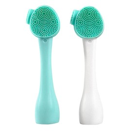 Cepillo Limpiador Facial Exfoliante, Limpieza Profunda para Depurar Poros, Desmaquillaje. Para Todos Los Tipos de Piel (MENTA CON BLANCO)