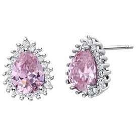 Uloveido Fashion Pink Teardrop Crystal White Gold Plated Earrings Studs for Women R815