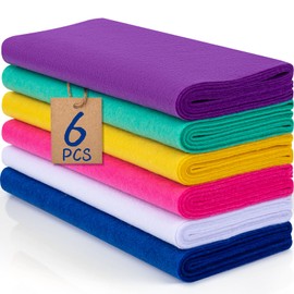 XSEINO 6 Rolls 11.8"x35" 1.4mm Thick Soft Felt Fabric Sheet 6 Assorted Memphis Series Colors Felt Pack for DIY Craft Sewing Squares Nonwoven Patchwork