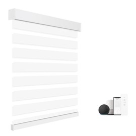 Motorized Blinds with Remote, 60% Blackout Smart Zebra Shades, Built-in Rechargeable Electric Automatic Blinds for Window Compatible with Alexa Google (White, 32" W x 72" H)
