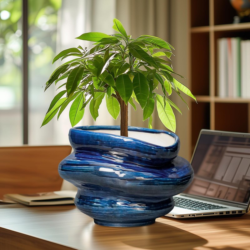 Teagas Ceramic Pots for Plants - 10.6 Inch Ceramic Planter