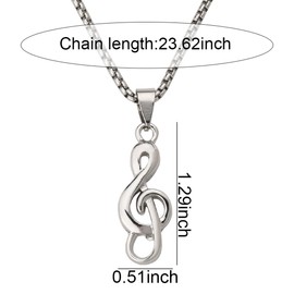 Music Notes Necklace for Music Lovers Musicians Graduation gifts for for Best Friend Daughter Son Christmas Birthday Gifts for Music Teachers Students Silver Hip Hop Music Note Pendant Necklaces