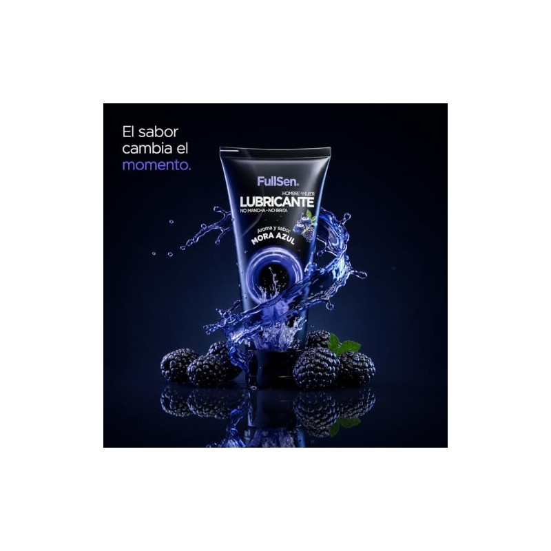 FullSen Lubricante Base Agua Mora Azul 100 g Gel Transparente