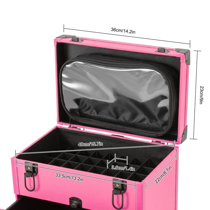 YIYIONCE Cosmetology Case on Wheels 3-Tiers Rolling Makeup Train Case