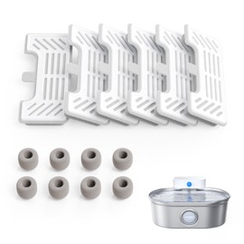 uahpet 6 Pack Replacement Filters & 8 Pack Replacement Filter Sponges for Stainless Steel Pet Fountain Pro (with water level window version), water fountain is not included