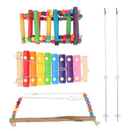 Totority for Parrot and Chicken Cage Hanging Perch Swing Plaything for Poultry Activity Safe Wood and Alloy Construction Enhances Coordination and Balance Skills