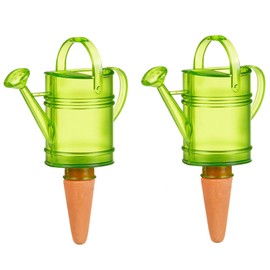 Scheurich Nelly Water Dispenser, 2 x Green, 110 ml Capacity, Watering Ball Small with Clay Base, Water Dispenser Plants and Flowers, Terracotta Handle