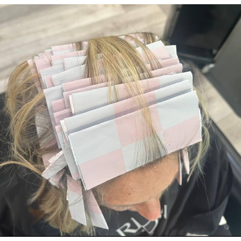 Checkered Pink Aluminum Hair Foils for Highlighting - 5"x10.75" Aluminum