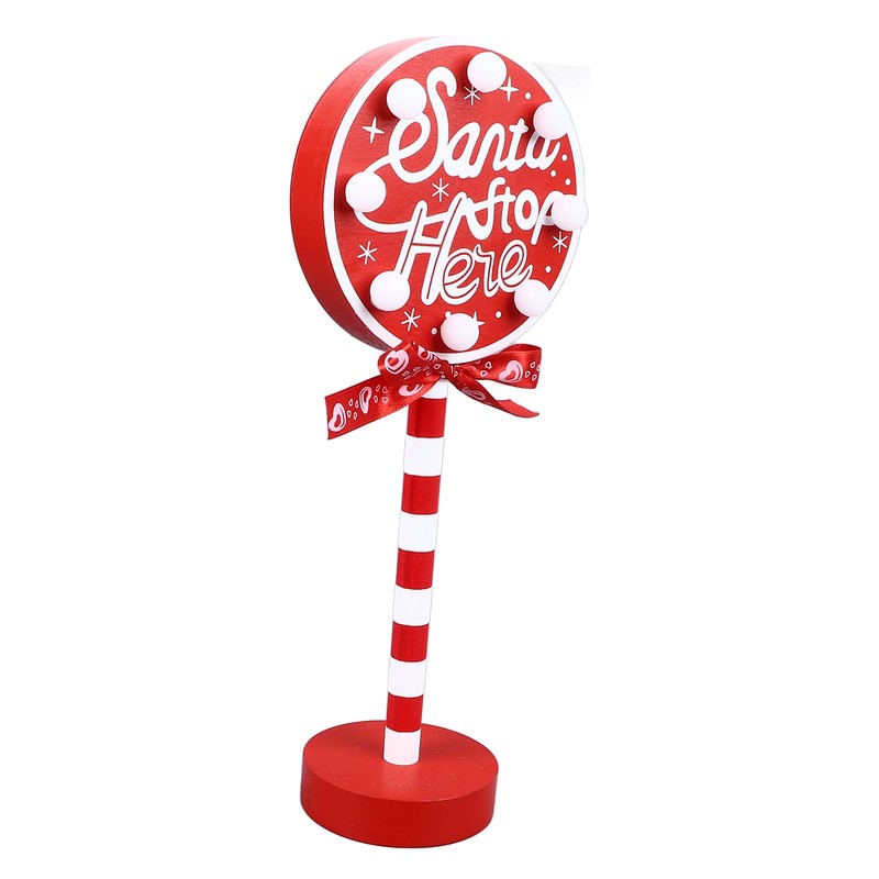 Christmas Stop Here Decor Metal Solid Wood LED Delicate Santa