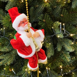 Automatic Climbing Santa Clause With Climb Beads Rope With Music Christmas Tree Hanging Ornaments Doll for Home Chistmas Party Decoration