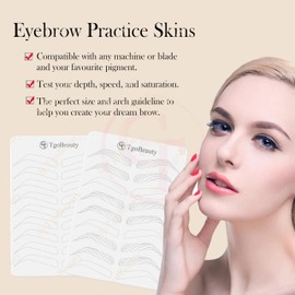 TgoBeauty 1pc White Silicone Eyebrow Permanent Makeup Practice Skin Double Sided Hair Strokes Microblading Training Skin with Shiny Silver Outline (1pc)
