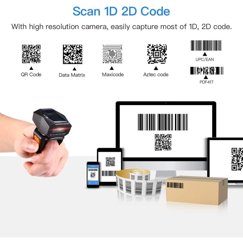 Eyoyo Wearable Finger Ring Barcode Scanner, 3-in-1 Mini USB Wired