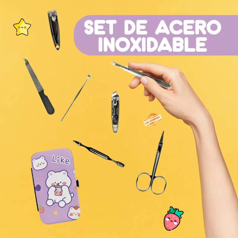 J.H. Company Set 6 Piezas Manicure Cortauñas Estuche Portatil Rz20-k6