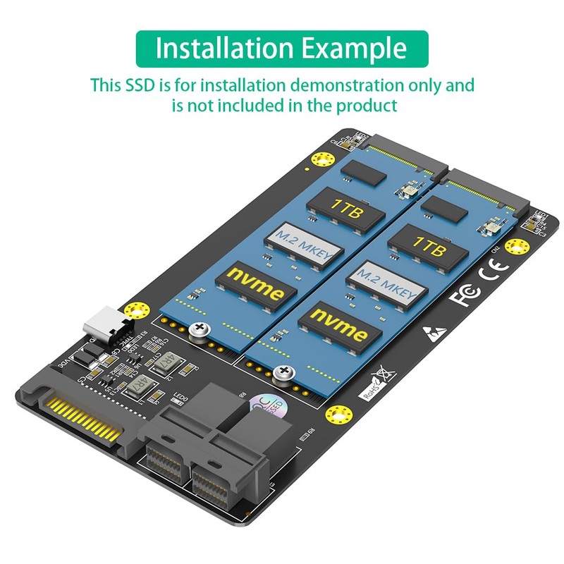 New Version Dual M.2 NVME SSD to Dual SFF-8643 Adapter