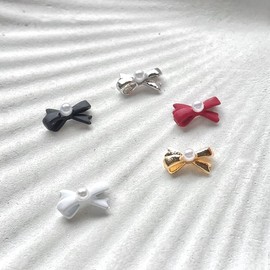 Pearl Cubic Ribbon Knot Nail Charms 1 Pack (5 Pieces) / 진주 큐빅 리본 매듭 네일파츠 1봉 5개입